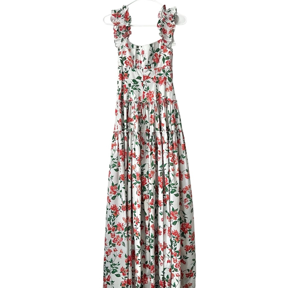 Caroline Constas White Maxi Dress with Coral Floral Print - Picture 5 of 9